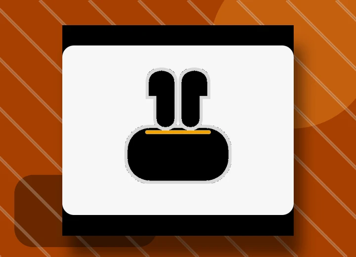 Wireless earbuds on a burnt orange background