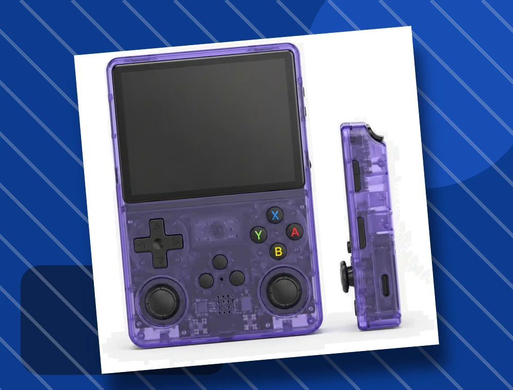 Console on an electric blue studio background